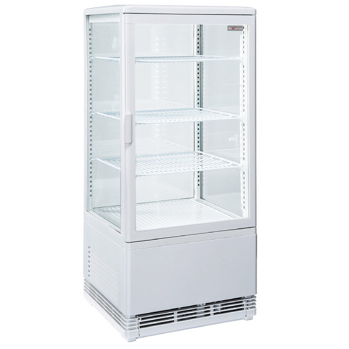 Tischvitrine, 4 Ebenen, 4 Glasfronten, 80 Liter - WEIß