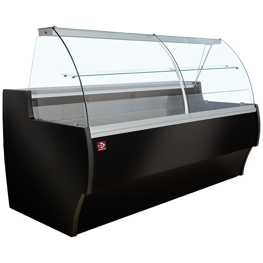Kühltheke mit gebogener Frontscheibe, Umluft und Reservefach - SCHWARZ - MA30/B5-R2V
