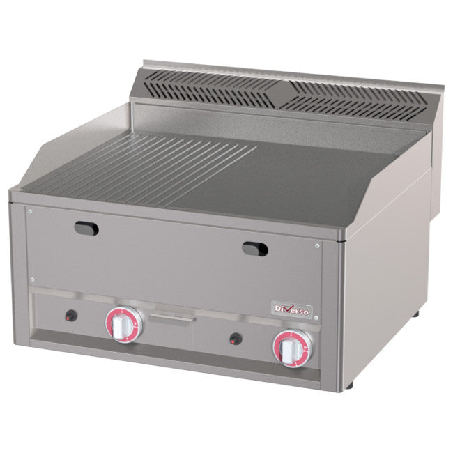 Doppelte Gas-Kochplatte, 1/2 glatt 1/2 geriffelt -Top-