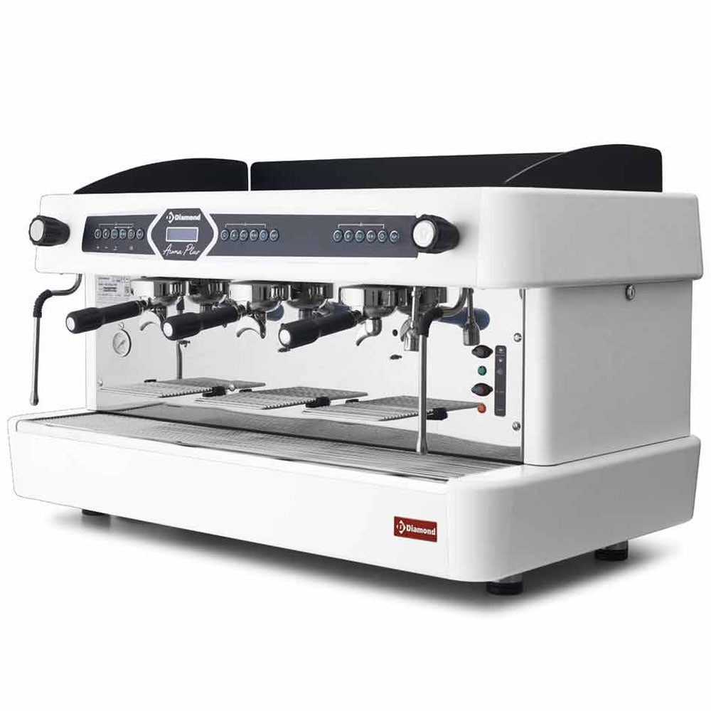 Expressomaschine, 3-gruppig, automatisch (mit Display)-WEIß   - AROMA/3EW