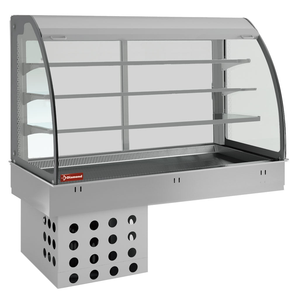 Wandaufstellung, Becken und Vitrine auf 3 Ebenen offen (mit Rollo), umluftgekühlt, 4x GN 1/1 - DPA/BCVA315-R2