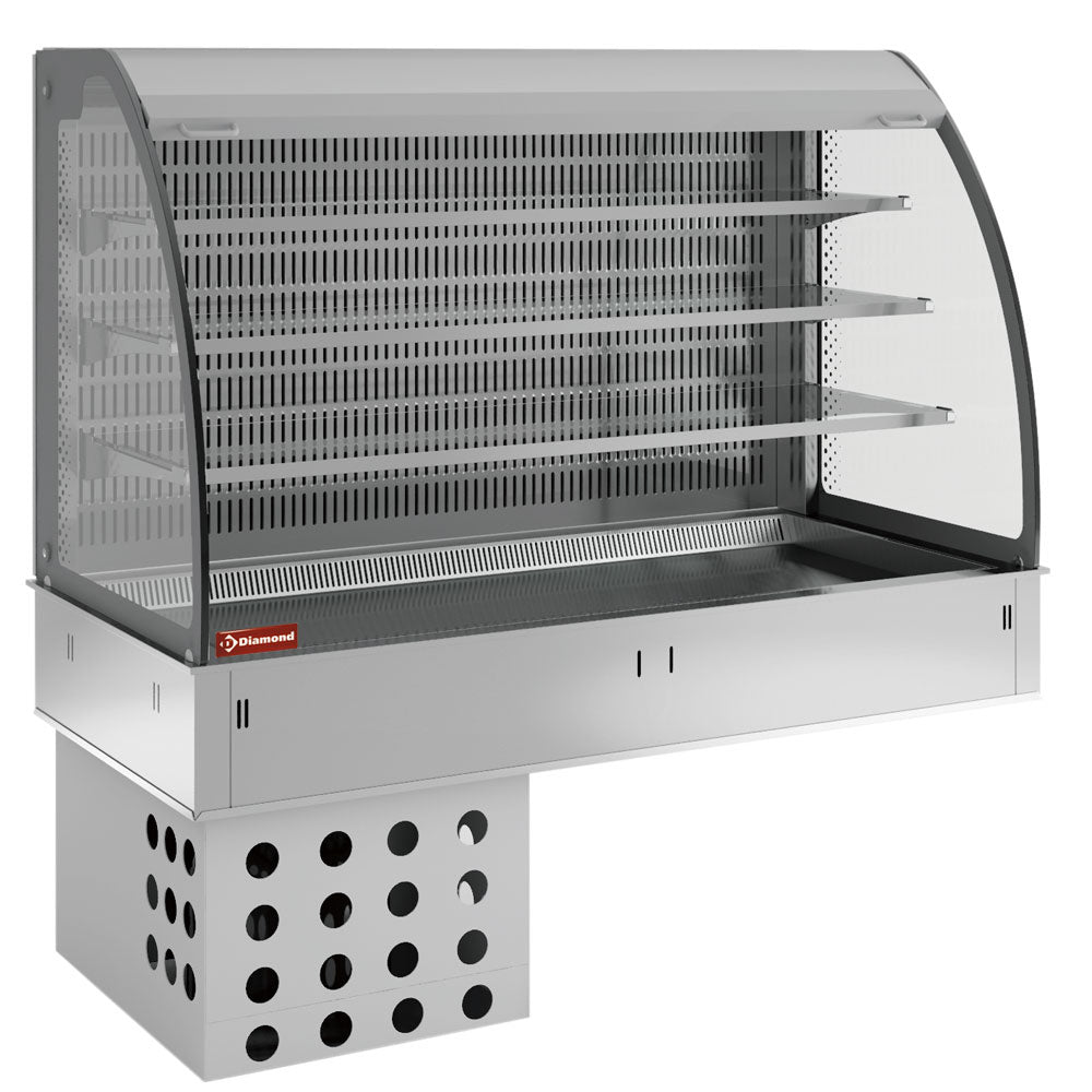 Wandaufstellung, Platte und Vitrine auf 3 Ebenen offen (mit Rollo), umluftgekühlt, 5x GN 1/1 - DPA/BTVA318-R2