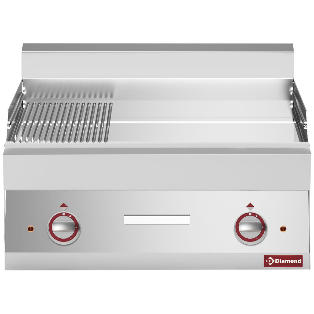 Elek. Grillplatte 2/3 glatt 1/3 gerillt  -Top-, verchromt  - E65/PMCD7T-N