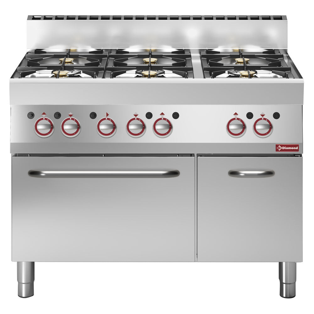 Gasherd 6 Brenner mit Gasbackofen und neutralem Unterbrau - G65/6BFA11-N