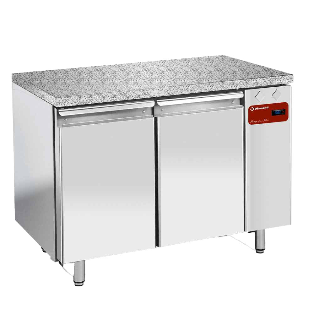 Kühltisch, belüft., 2 Türen EN 600x400 - Granitplatte (ohne Aggregat) - TPS2N/HG