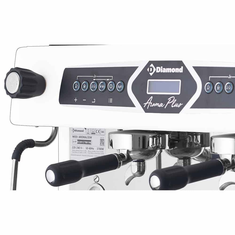 Expressomaschine, 2-gruppig, automatisch (mit Display) - WEIß - AROMA/2EW