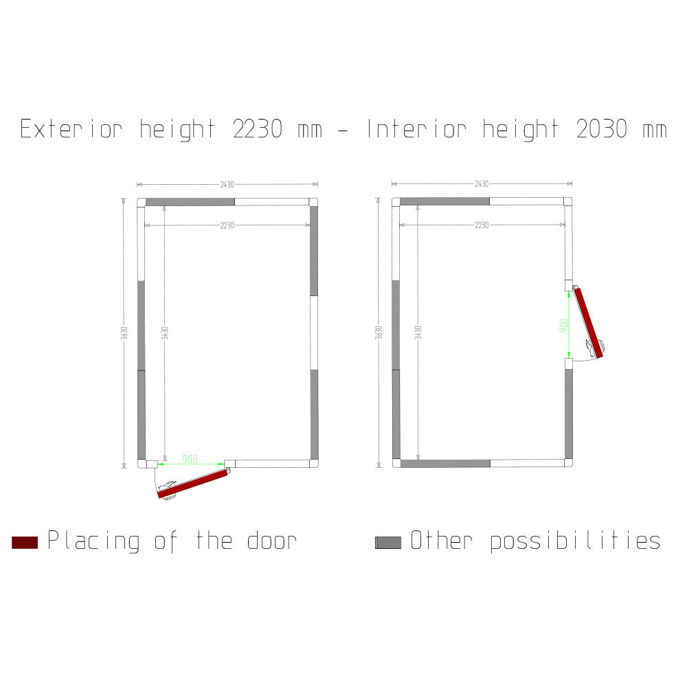 Zelle ISO 100, dim.int.2230 x 3430 xh 2230 mm  (17,06 m³) - C1710/XBF