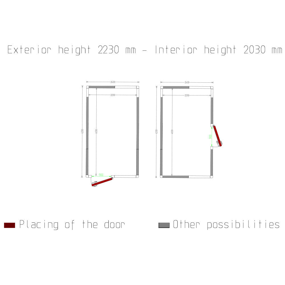 Zelle ISO 100, dim.int.2230 x 4030 xh 2230 mm  (20,04 m³) - C2010/XBF