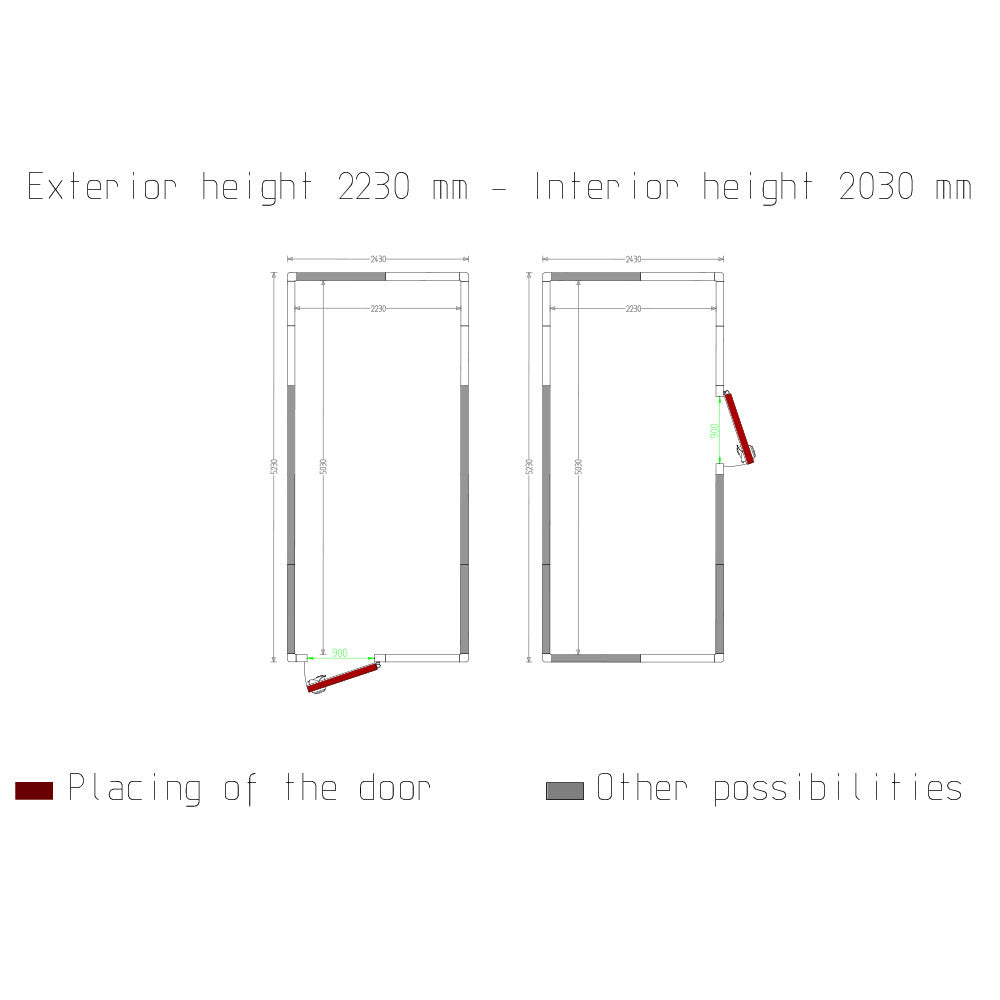 Zelle ISO 100, dim.int. 2230 x 5030 xh 2230 mm  (25,01 m³) - C2710/XBF