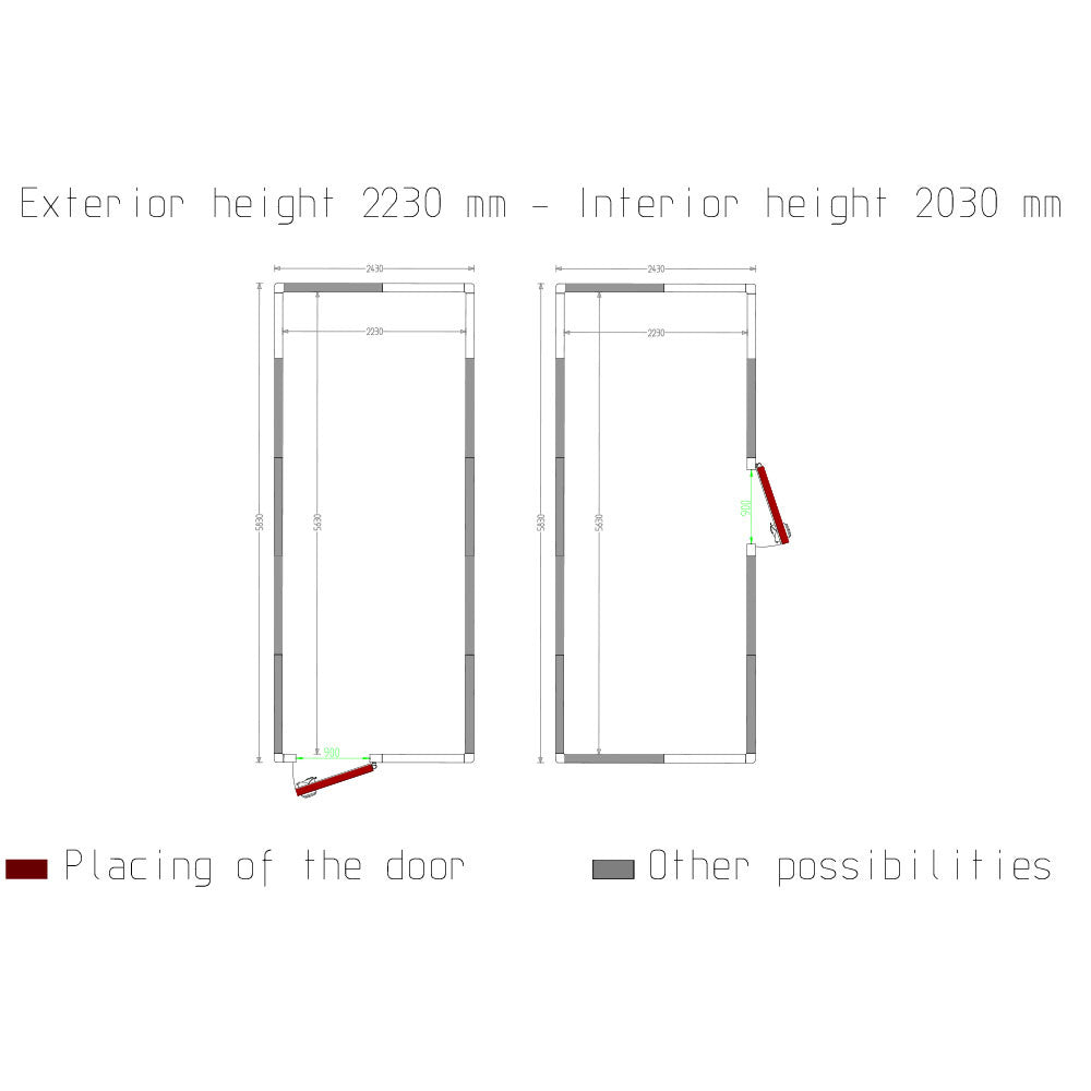 Tiefkühlzelle ISO 100, innen 2230 x 5630 xh 2230 mm  (28 m³) - C3010/XBF