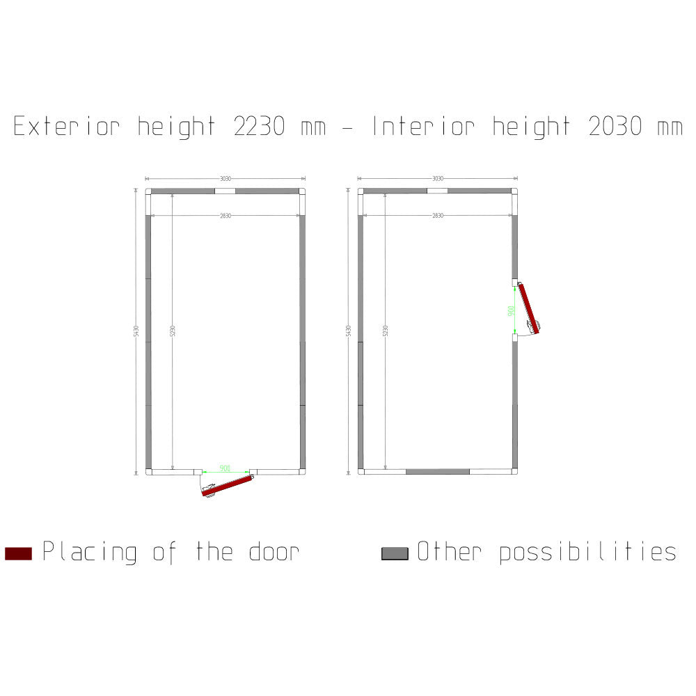 Zelle ISO 100, dim.int. 2830 x 5230 xh 2230 mm  (33,01 m³) - C3310/XBF