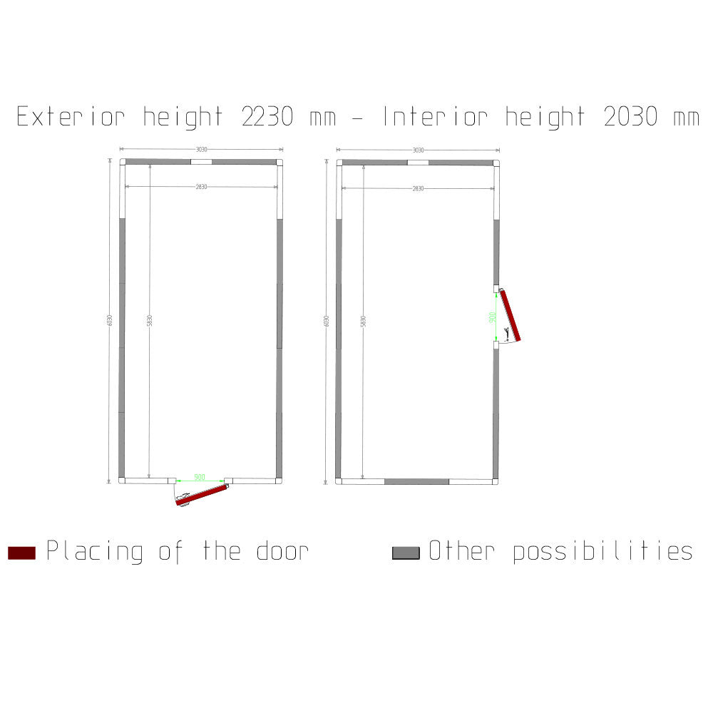 Zelle ISO 100, dim.int. 2830 x 5830 xh 2230 mm  (36,79 m³) - C3810/XBF