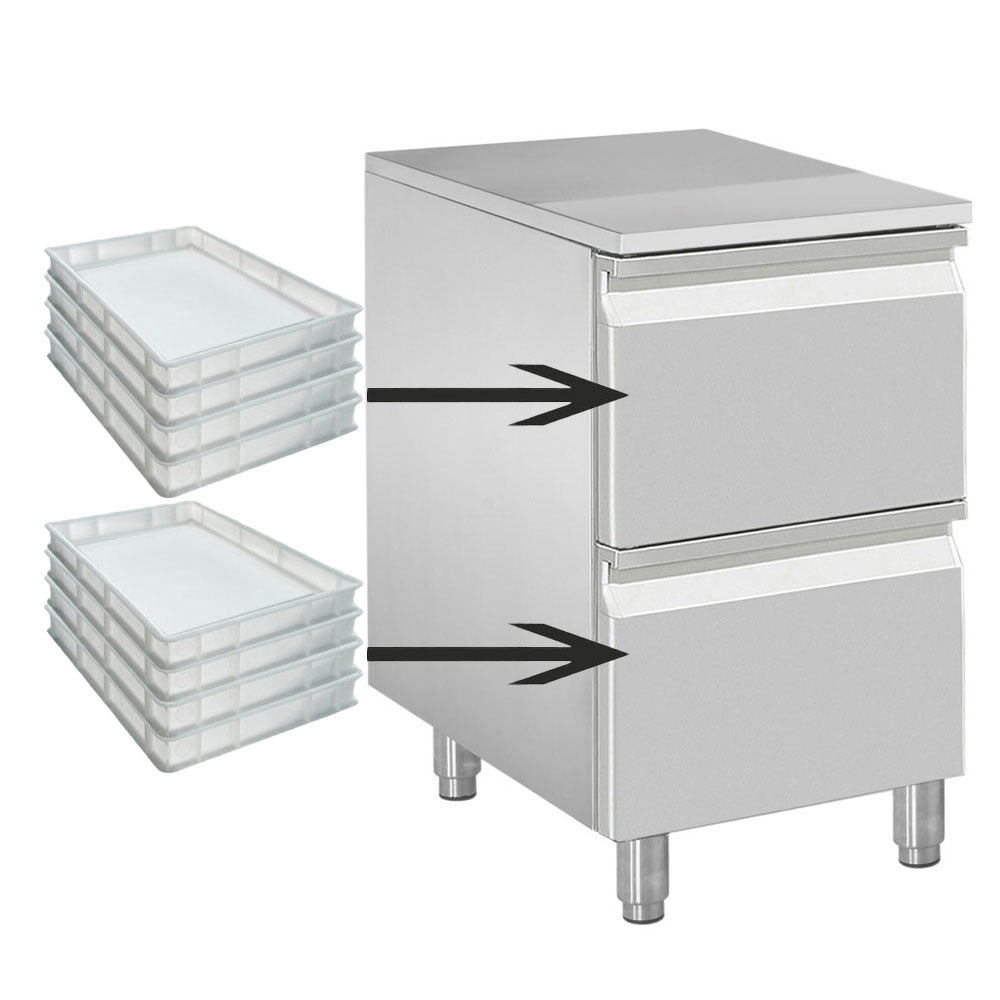Kommode für Teig, 2 neutrale Schubladen (8x Behälter 600x400) - CATP/P9