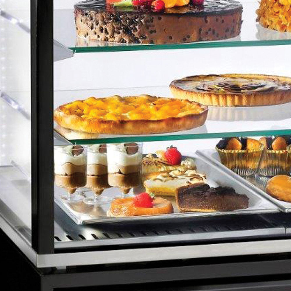 KühlVitrine 4 Seiten  T Grad positiv, 5 Regale aus Glas, belüftet, 480 Lit., SCHWARZ - INN/VN-B9-R2