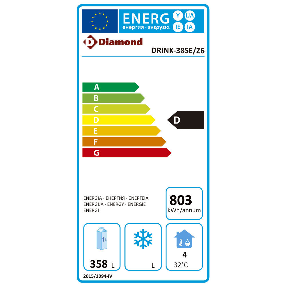 Getränkekühlschrank, positive T Grad 380l, schwarz - DRINK-38SE/Z6