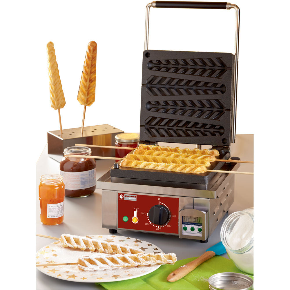 Elektrisches Waffeleisen "Ähre am Stiel" 4 Stk.+ Timer - GE-4X/EN