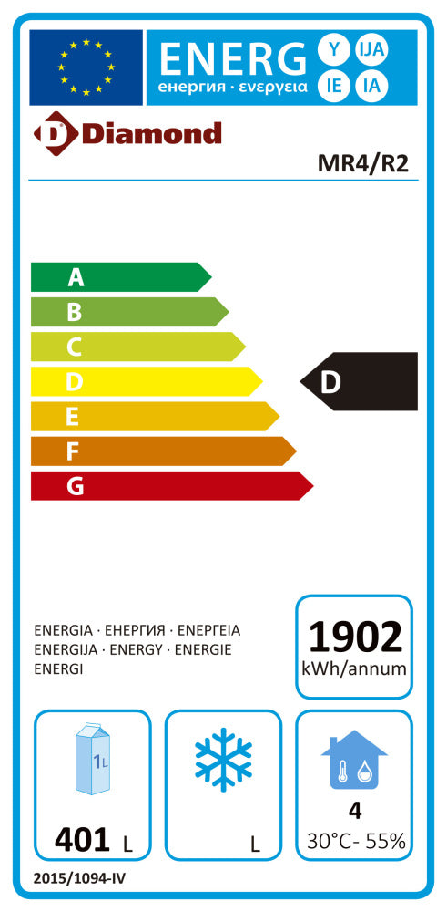 Kühltisch, Umluft, 4 Türen GN 1/1 (550 Lit.) - MR4/R2