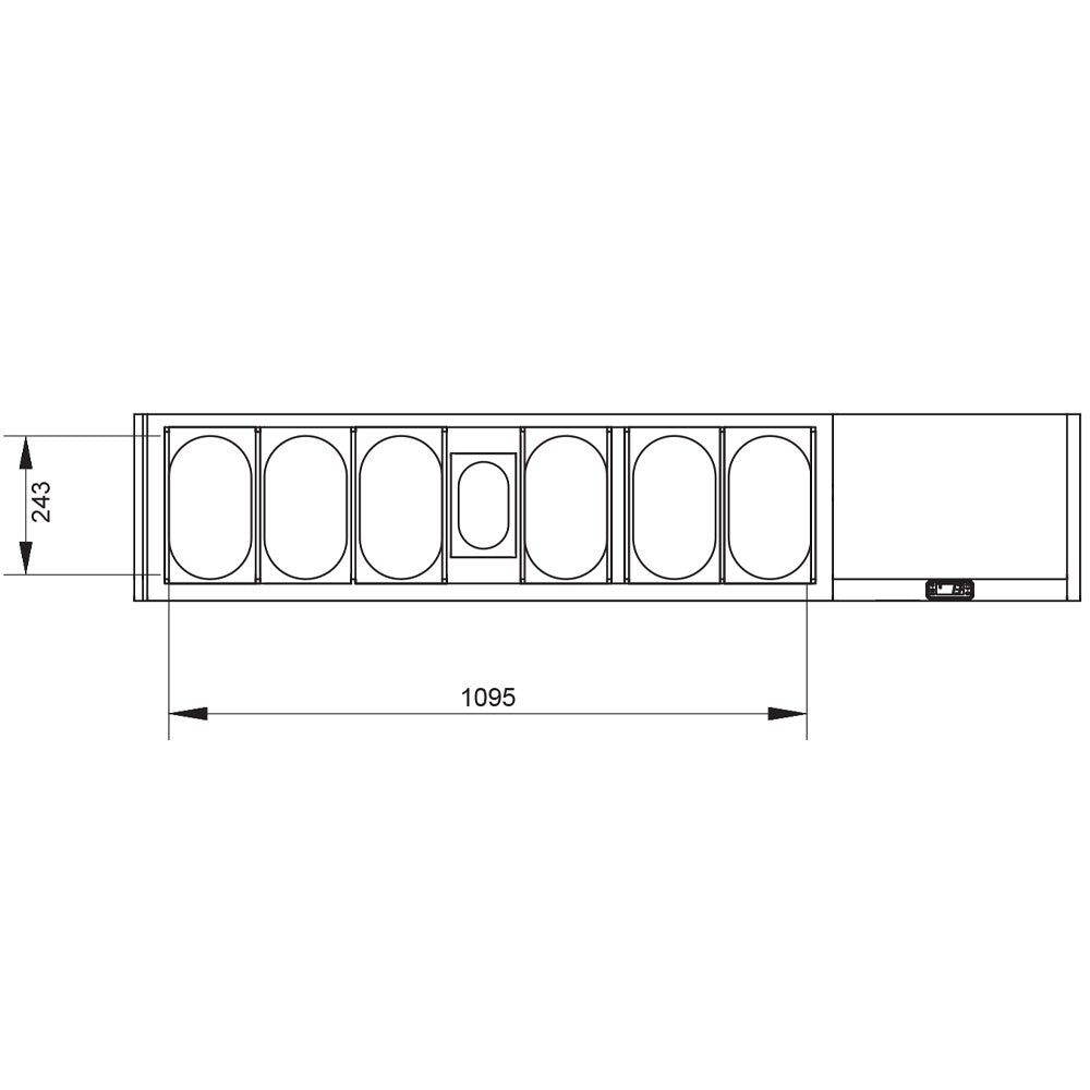 Kühlaufsatz GN 6x1/4, 1x1/9, mit gerader Glasscheibe - SX160G/PP9