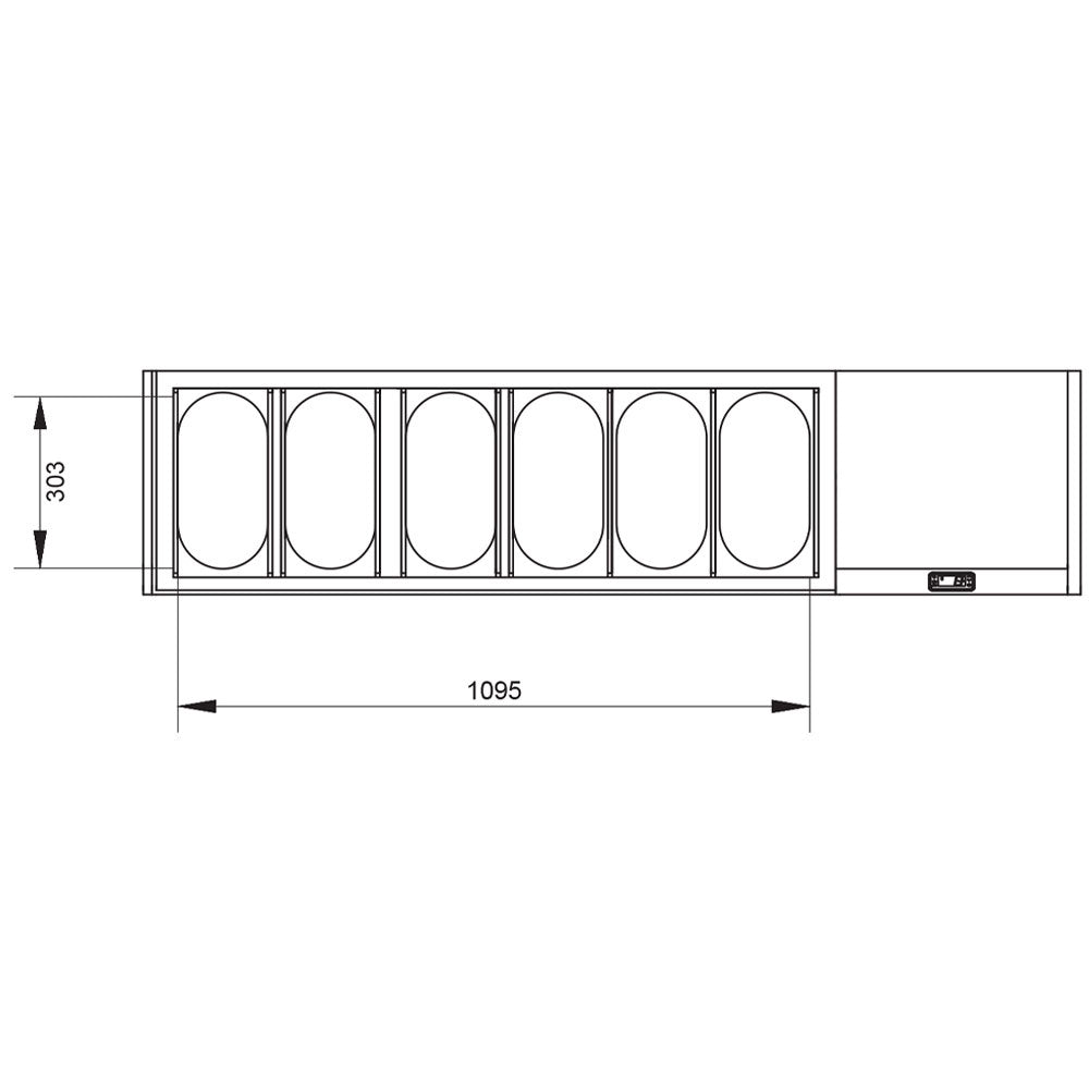 Kühlaufsatz GN 6x1/3, mit gerader Glasscheibe - SY160G/PP9
