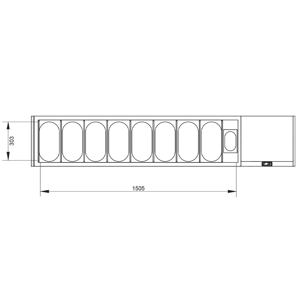 Kühlaufsatz GN 8x1/3, 1x1/9, mit gerader Glasscheibe - SY198G/PP9