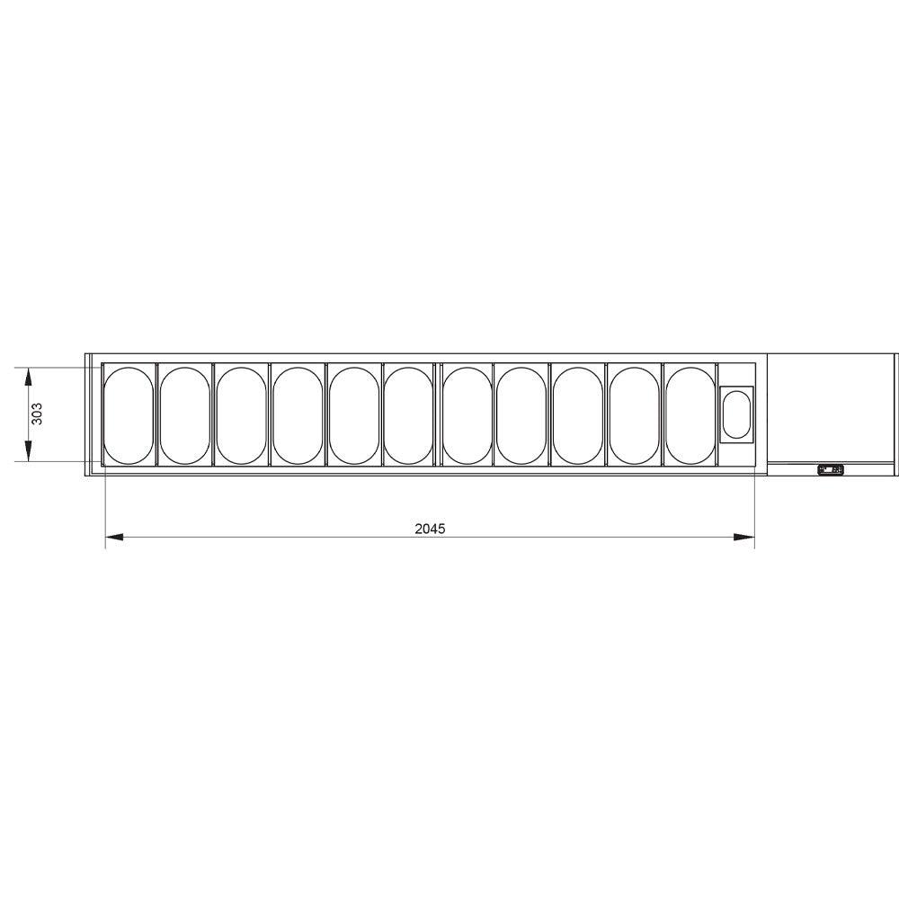 Kühlaufsatz GN 11x1/3, 1x1/9, mit gerader Glasscheibe - SY249G/PP9