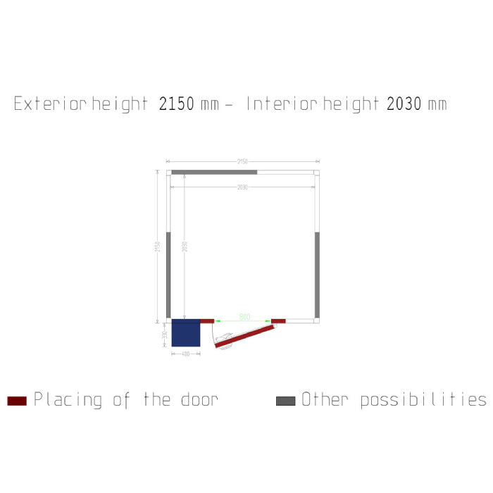 Kühlzelle ISO 60 mit Gruppe, Innendim. 2030 x 2030 x h2030mm (8,37m³ )