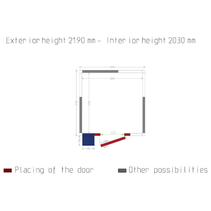 Kühlzelle ISO 80 mit Gruppe, Innendim. 2030 x 2030 x h2030mm (8,37m³)