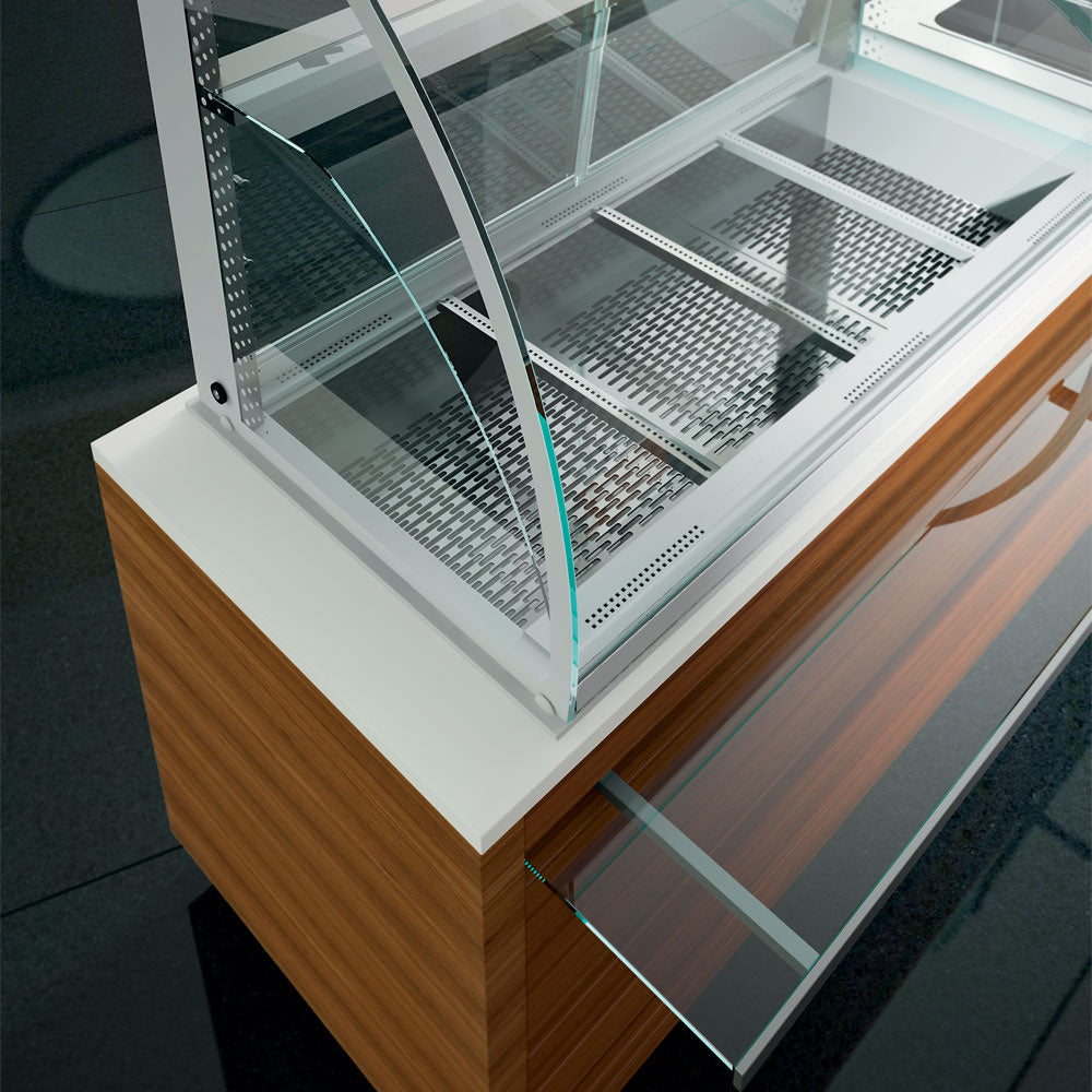 Element Kühlplatte und Kühlvitrine auf 3 Ebenen offen (mit Rollo), belüftet, 4x GN 1/1 - DPA/TVA315-R2