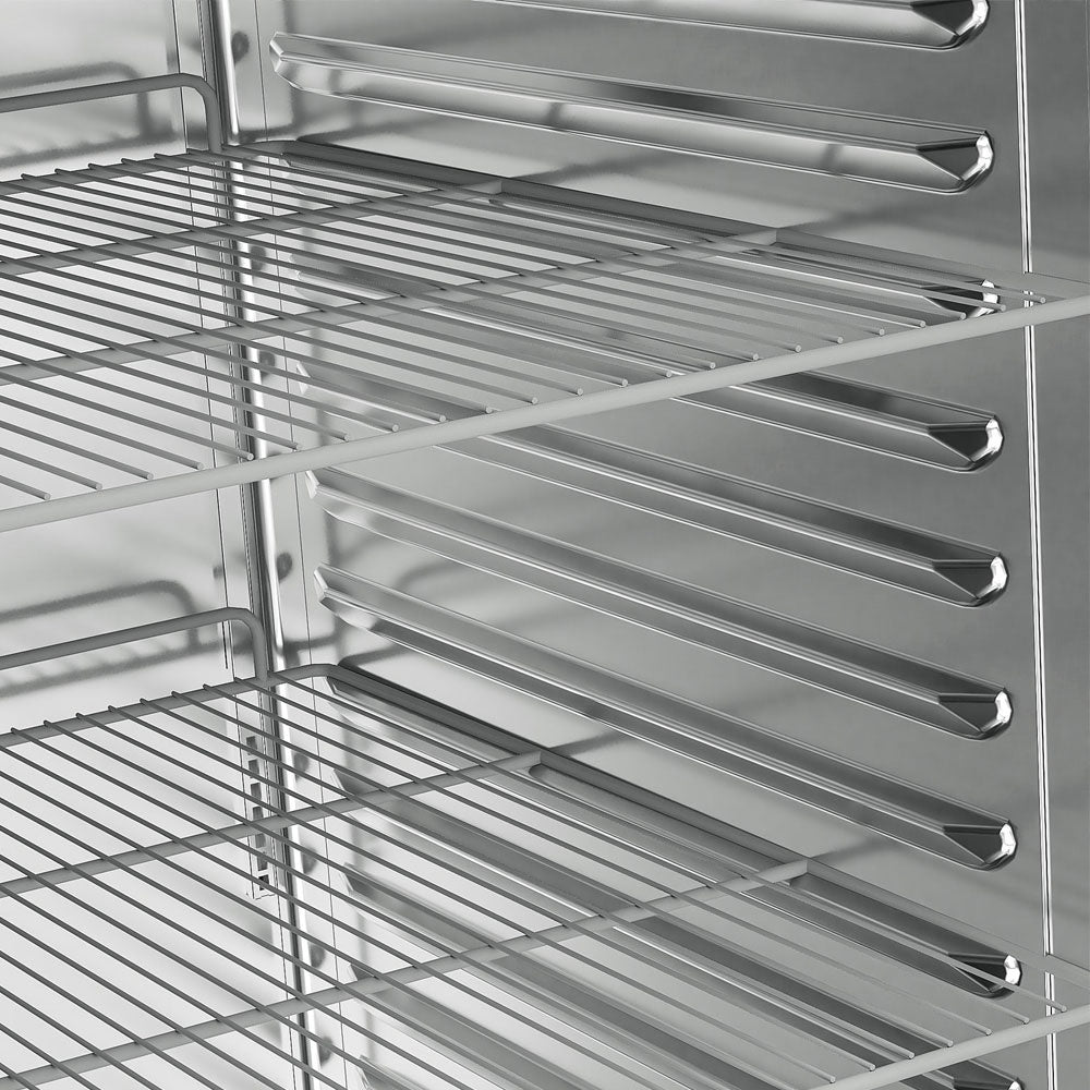 Umluftkühlschrank 1400 Liter 2 Glastüren GN 2/1, Auf Rädern - ID140/R9G