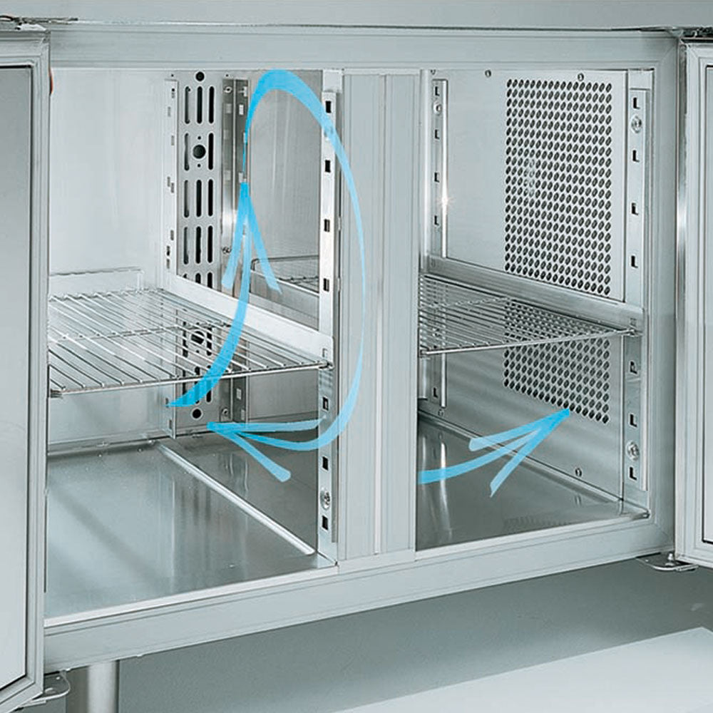 Kühltisch mit Aufkantung, 4 Türen EN 600x400, 760 Liter (ohne Aggregat) - TPS4N/HA