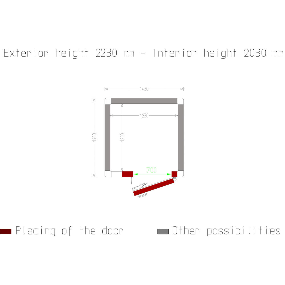 Kühlzelle ISO 100, Innendim. 1230 x 1230 xh 2030 mm  (3,07 m³) - C35A/10BF