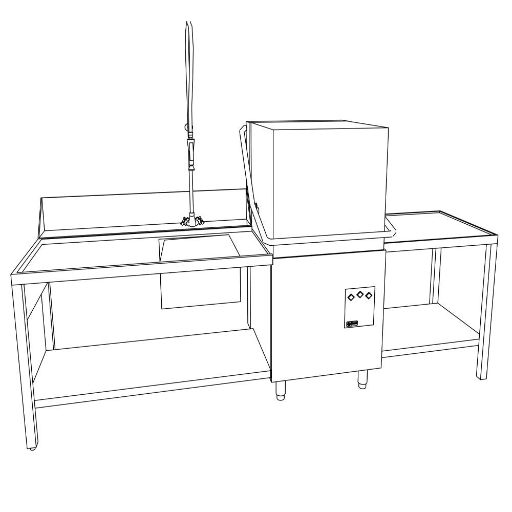 Durchschubspülmaschine, Korb 500x500 mm "Full Hygiene", mit kontinuierlicher Entkalkung - DXE8/6-AC