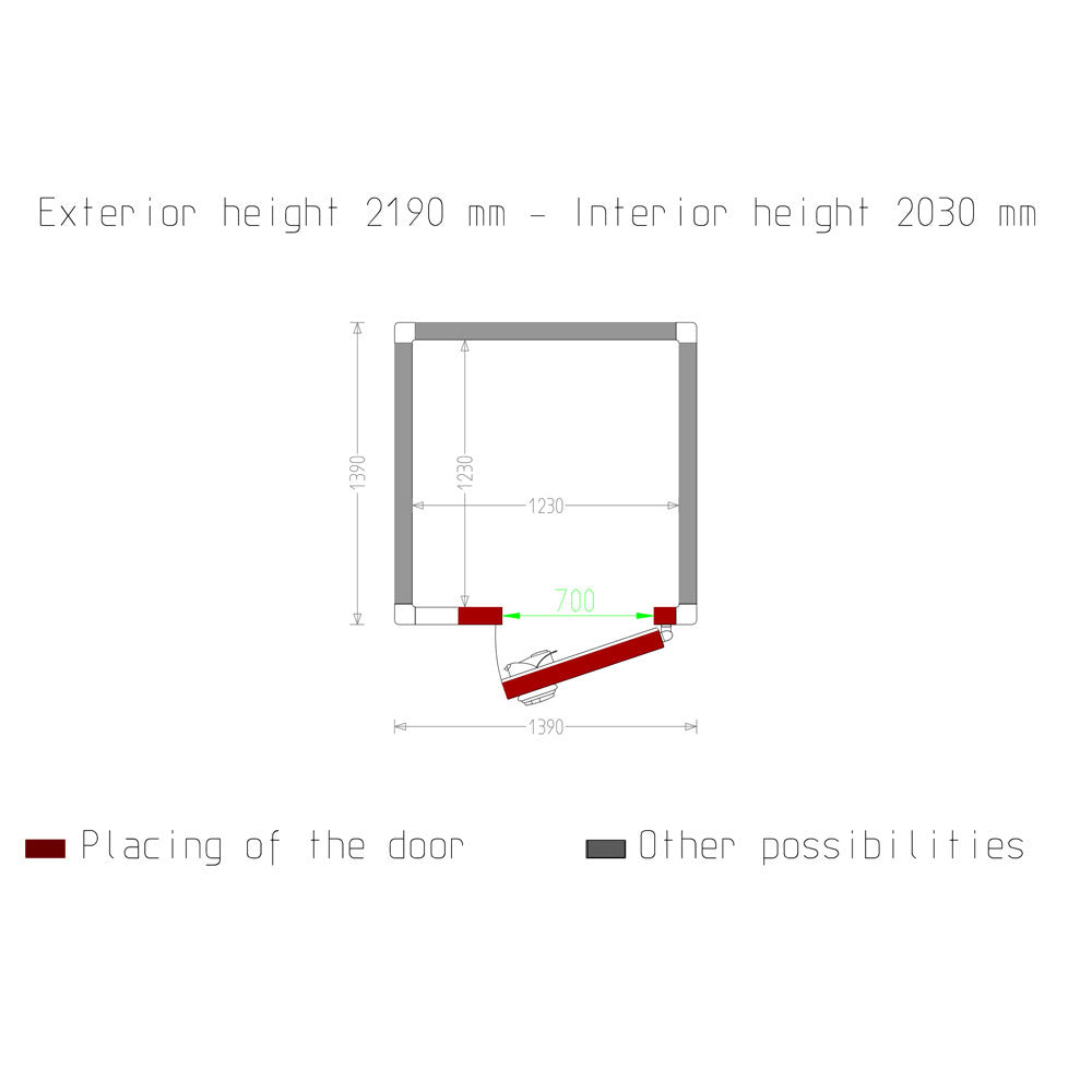 Kühlzelle ISO 80, Innendim. 1230 x 1230 xh 2030 mm  (3,07 m³) - C35A/BF