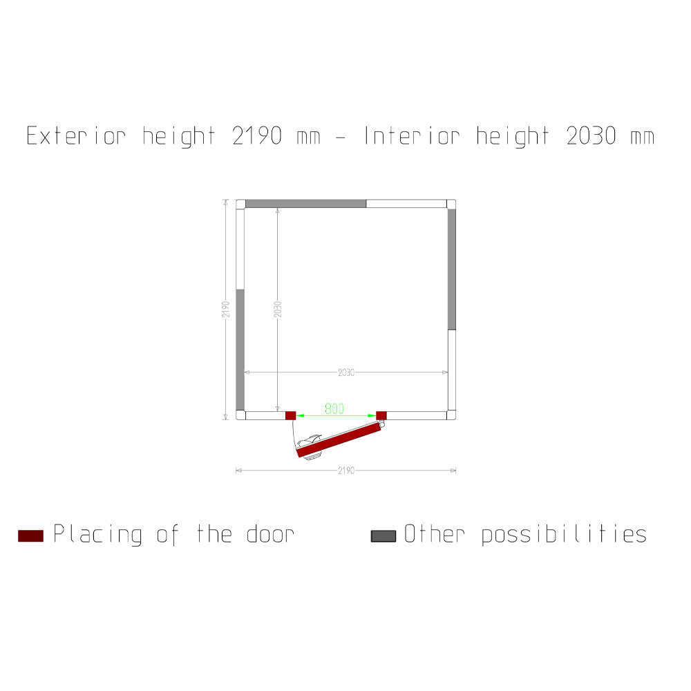 Kühlzelle ISO 80, Innendim. 2030 x 2030 xh 2030 mm (8,37 m³) - C90A/BF