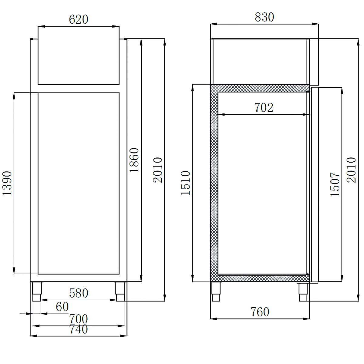 EASYLINE Kühlschrank 700 / 1-türig GN2/1