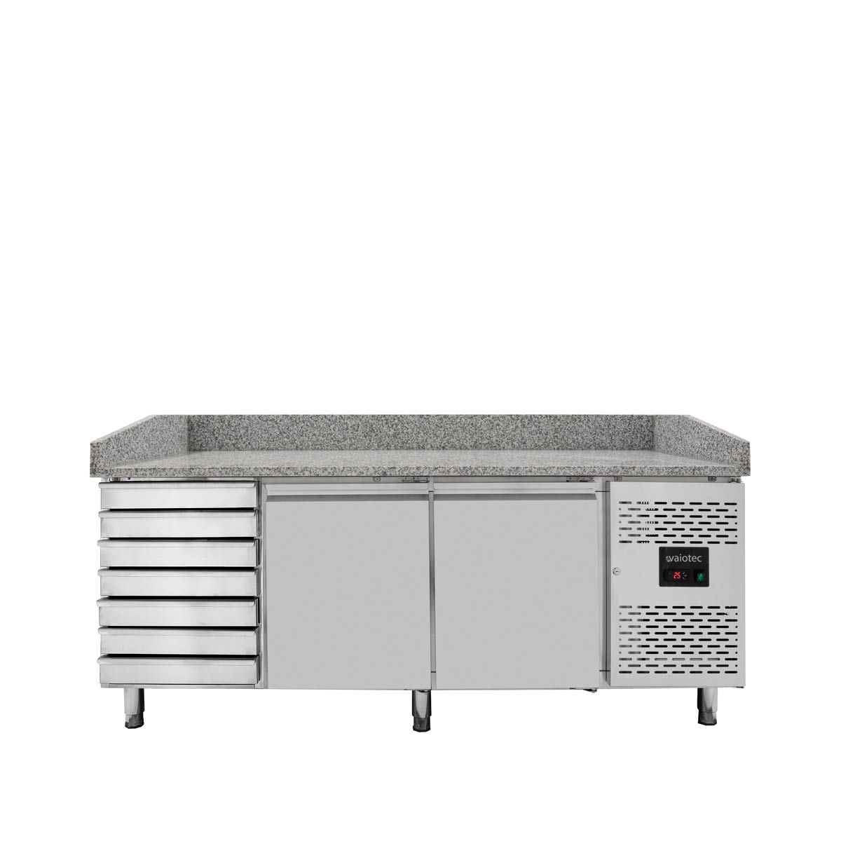 EASYLINE Pizzatisch Pizzakühltisch 800 / 2-türig & 7 Schubladen "grau"
