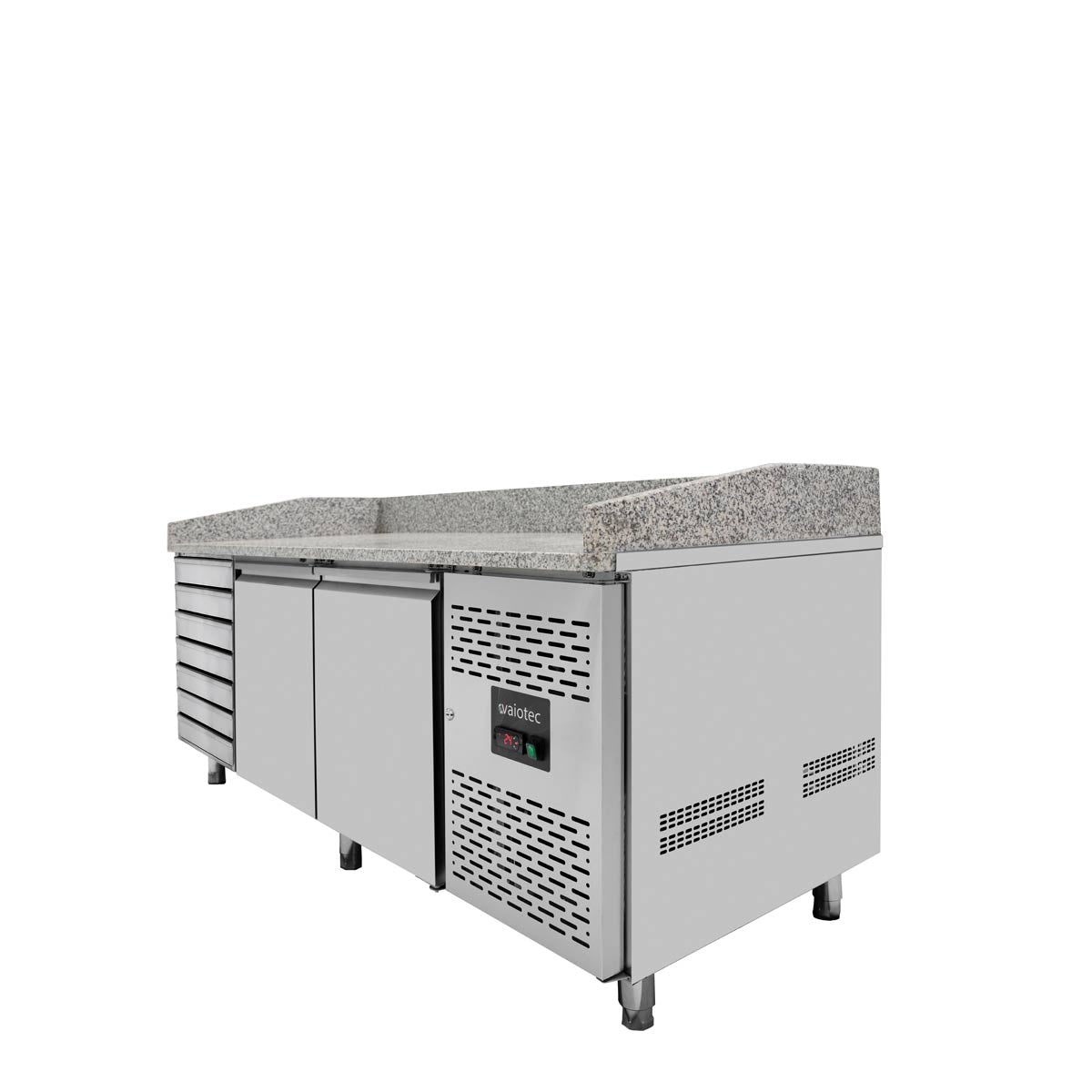 EASYLINE Pizzatisch Pizzakühltisch 800 / 2-türig & 7 Schubladen "grau"