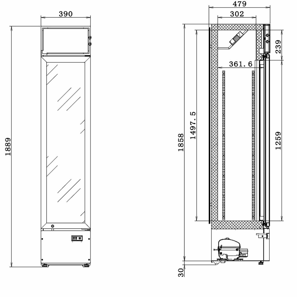 TOPLINE Getränkekühlschrank 160 Liter Slim Schmales Model