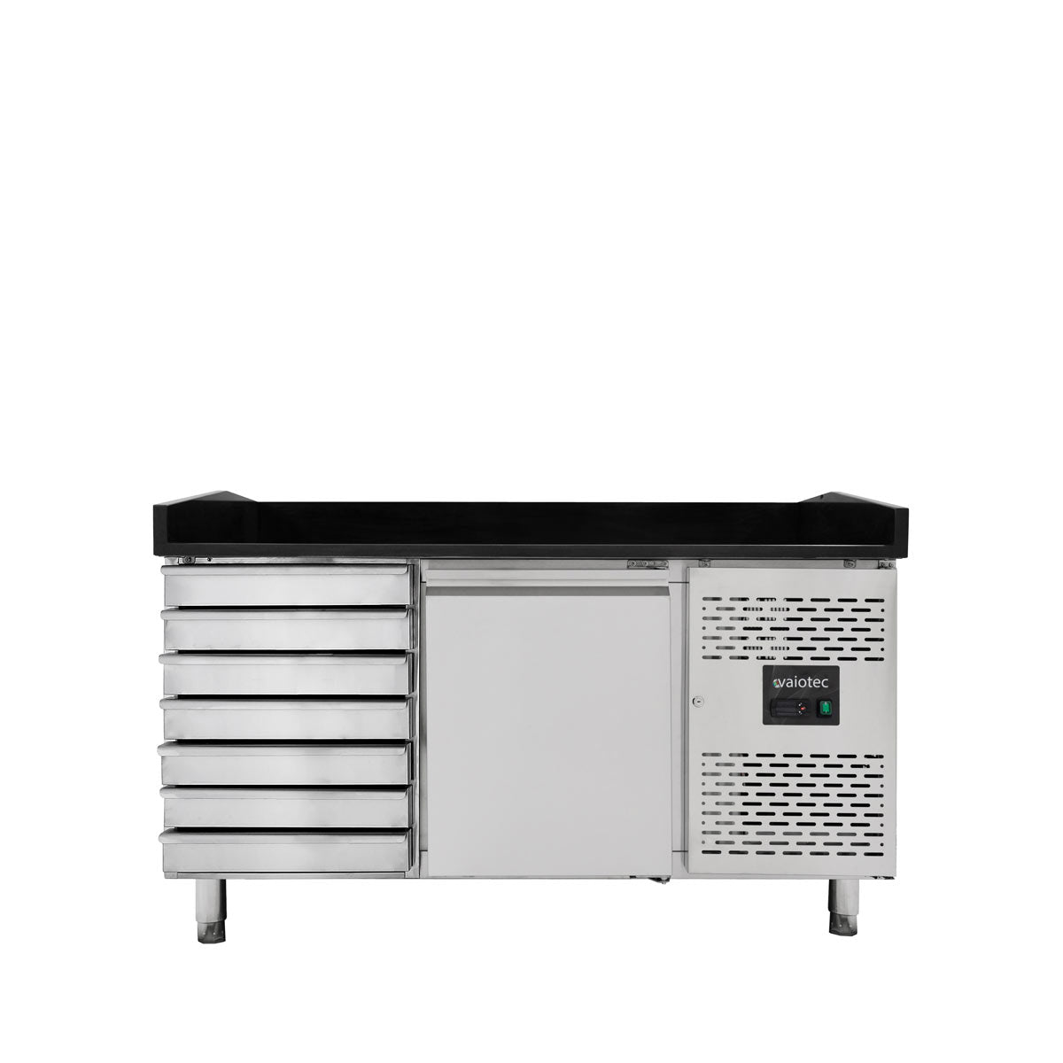 EASYLINE Pizzakühltisch 800 / 1-türig & 7 Schubladen "schwarz"