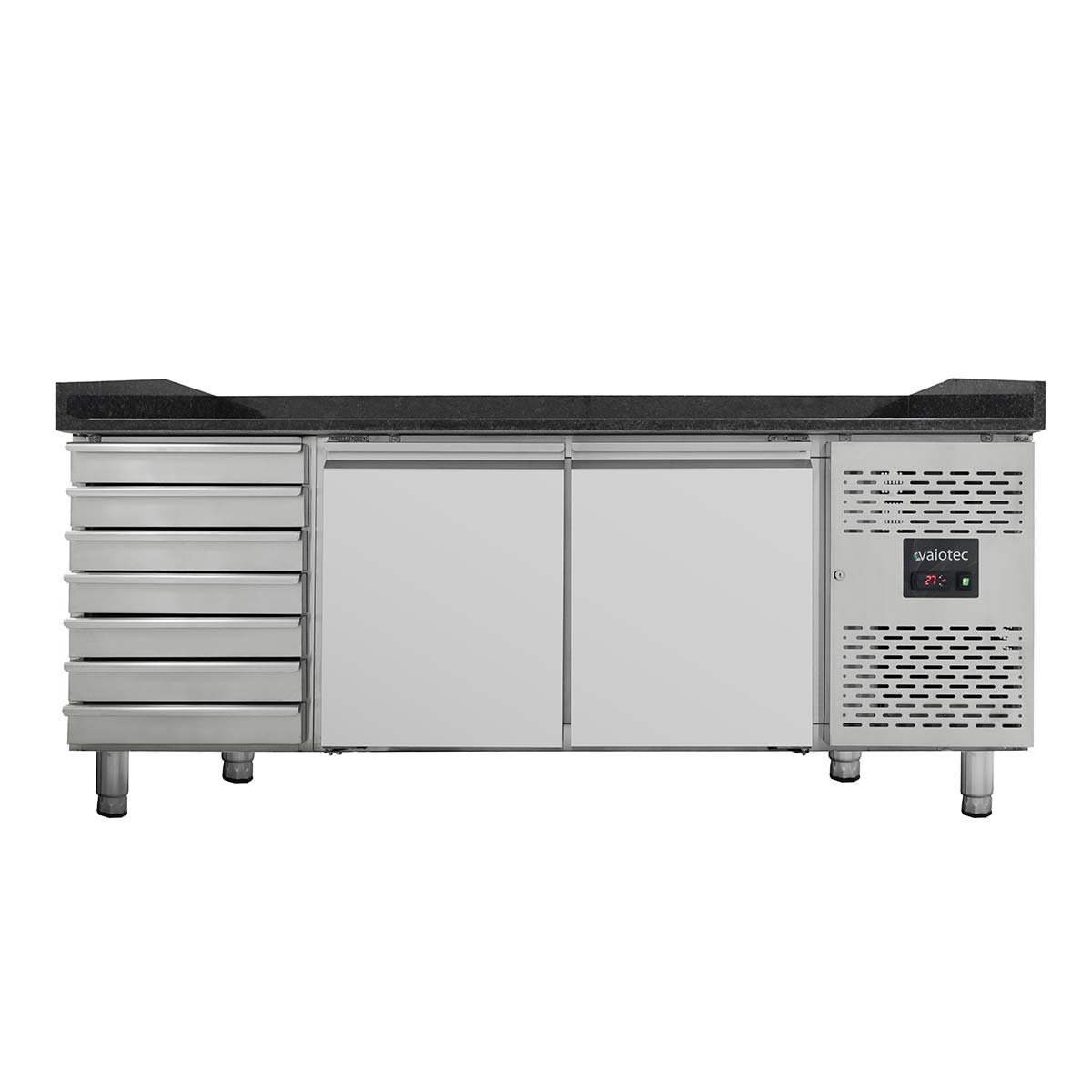 EASYLINE Pizzatisch 800 / 2-türig & 7 Schubladen "schwarz"