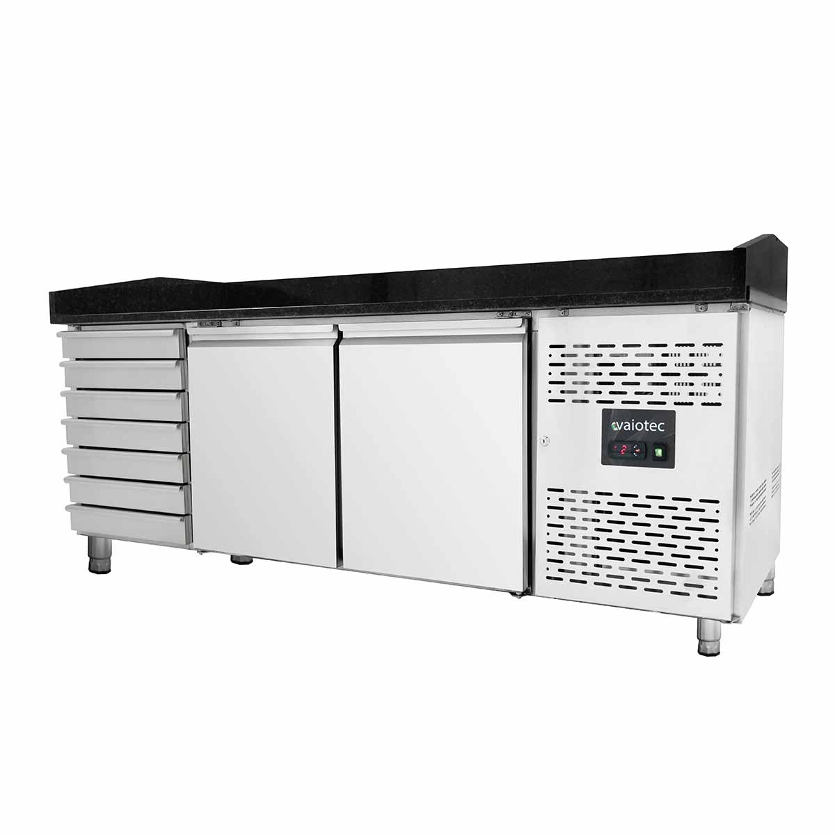 EASYLINE Pizzatisch 800 / 2-türig & 7 Schubladen "schwarz"