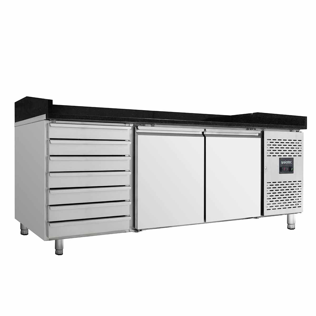 EASYLINE Pizzatisch 800 / 2-türig & 7 Schubladen "schwarz"