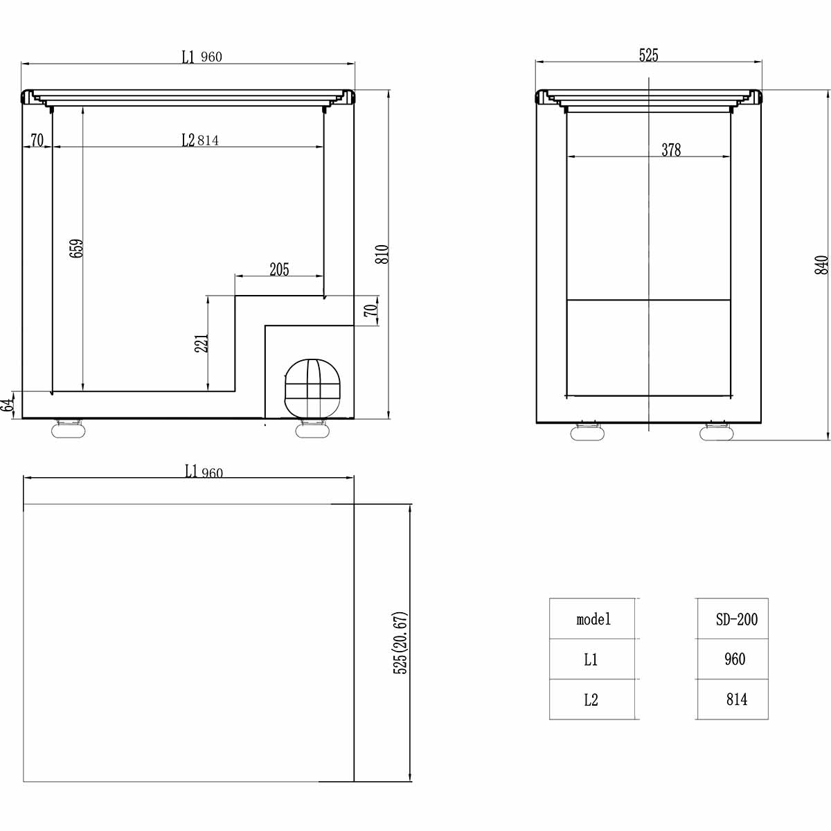 EASYLINE Tiefkühltruhe 200 mit Glasschiebedeckel