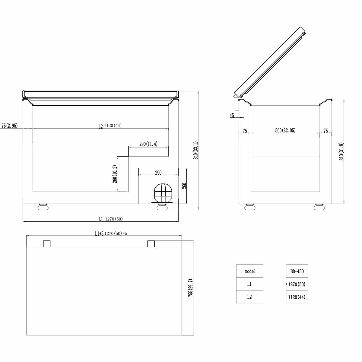 EASYLINE Tiefkühltruhe 450 mit Klappdeckel 1275mm