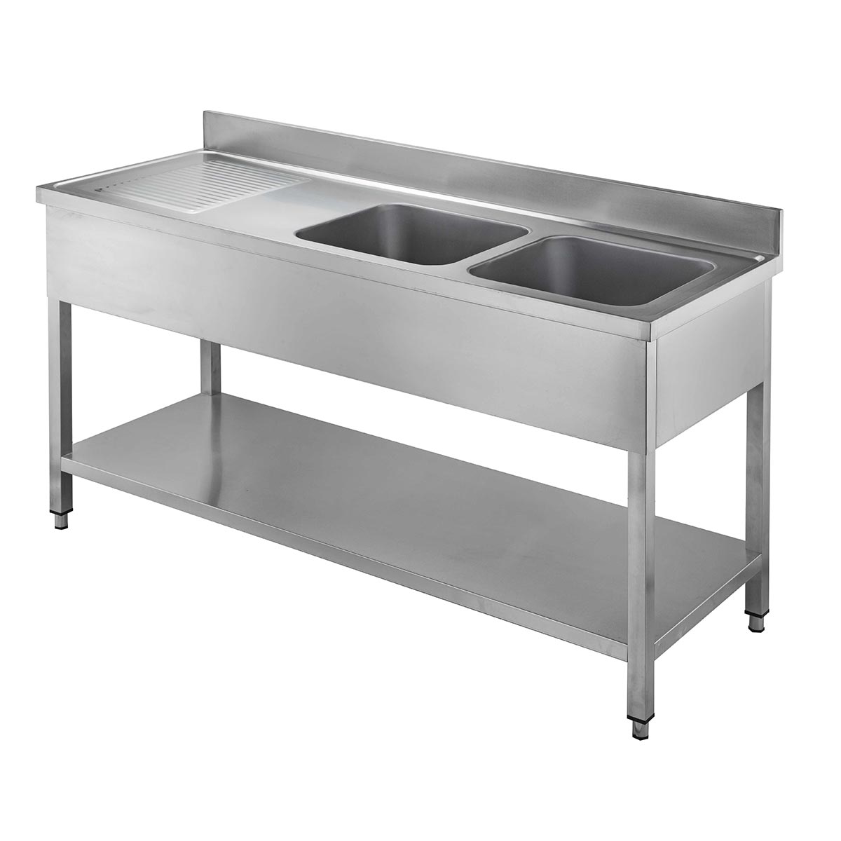 TOPLINE Spültisch 600 / 2 Becken rechts + Abtropffläche B:1800