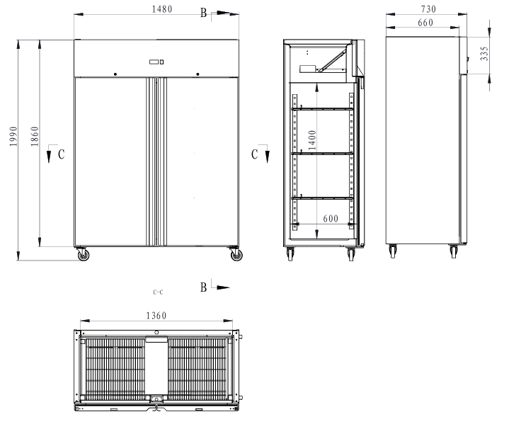 KÃ¼hlschrank â€“ 2 TÃ¼ren â€“ 1200 l