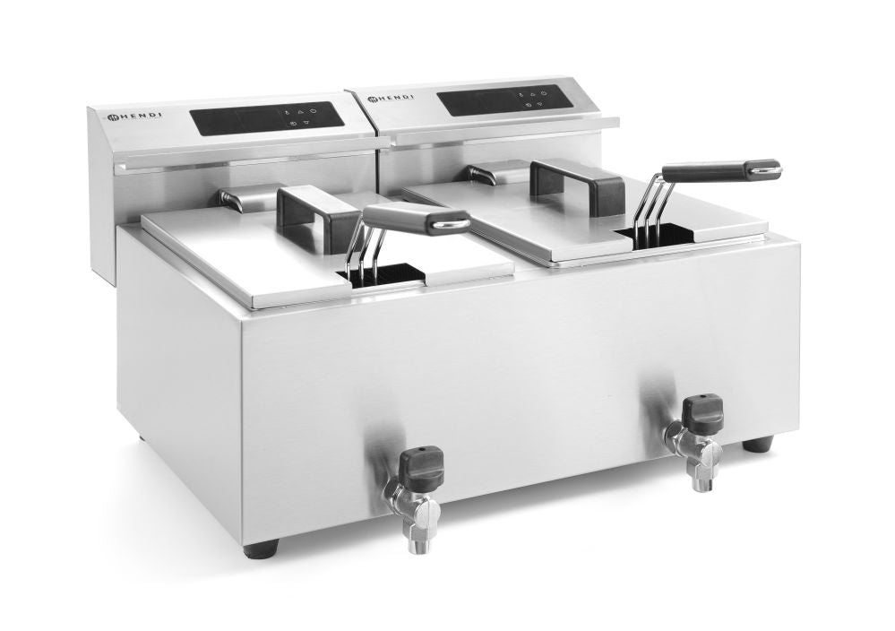 Fritteuse Profi Line digital- mit Ablasshahn 2 x 8 l