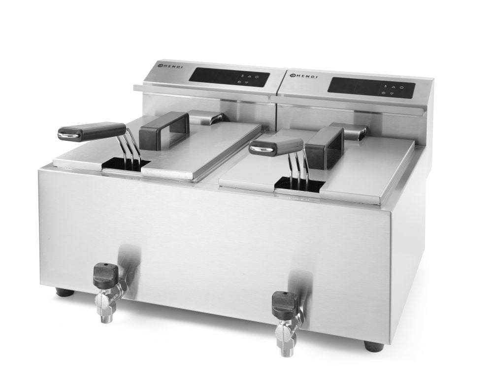 Fritteuse Profi Line digital- mit Ablasshahn 2 x 8 l