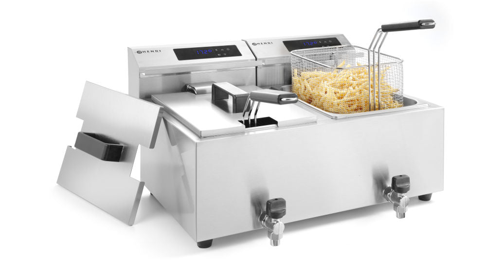Fritteuse Profi Line digital- mit Ablasshahn 2 x 8 l