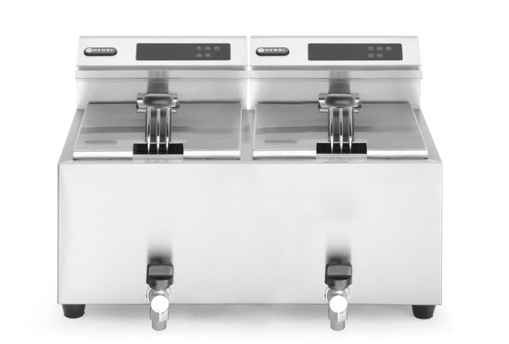Fritteuse Profi Line digital- mit Ablasshahn 2 x 8 l